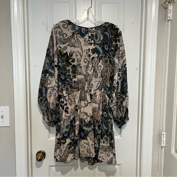 Free People Floral High Plains Blue Mini Dress Small G2 - Picture 3 of 4